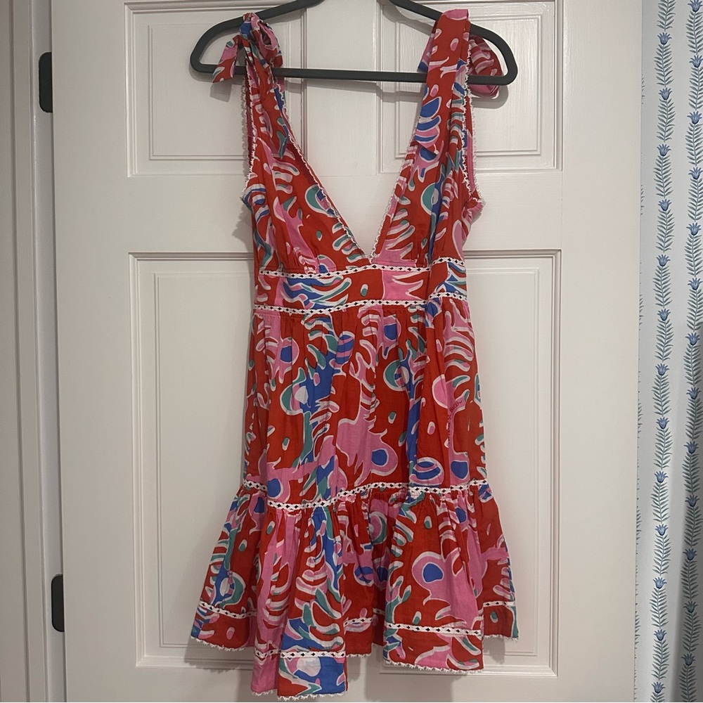 Poupette St. Barth Red and Pink Backless Dress
